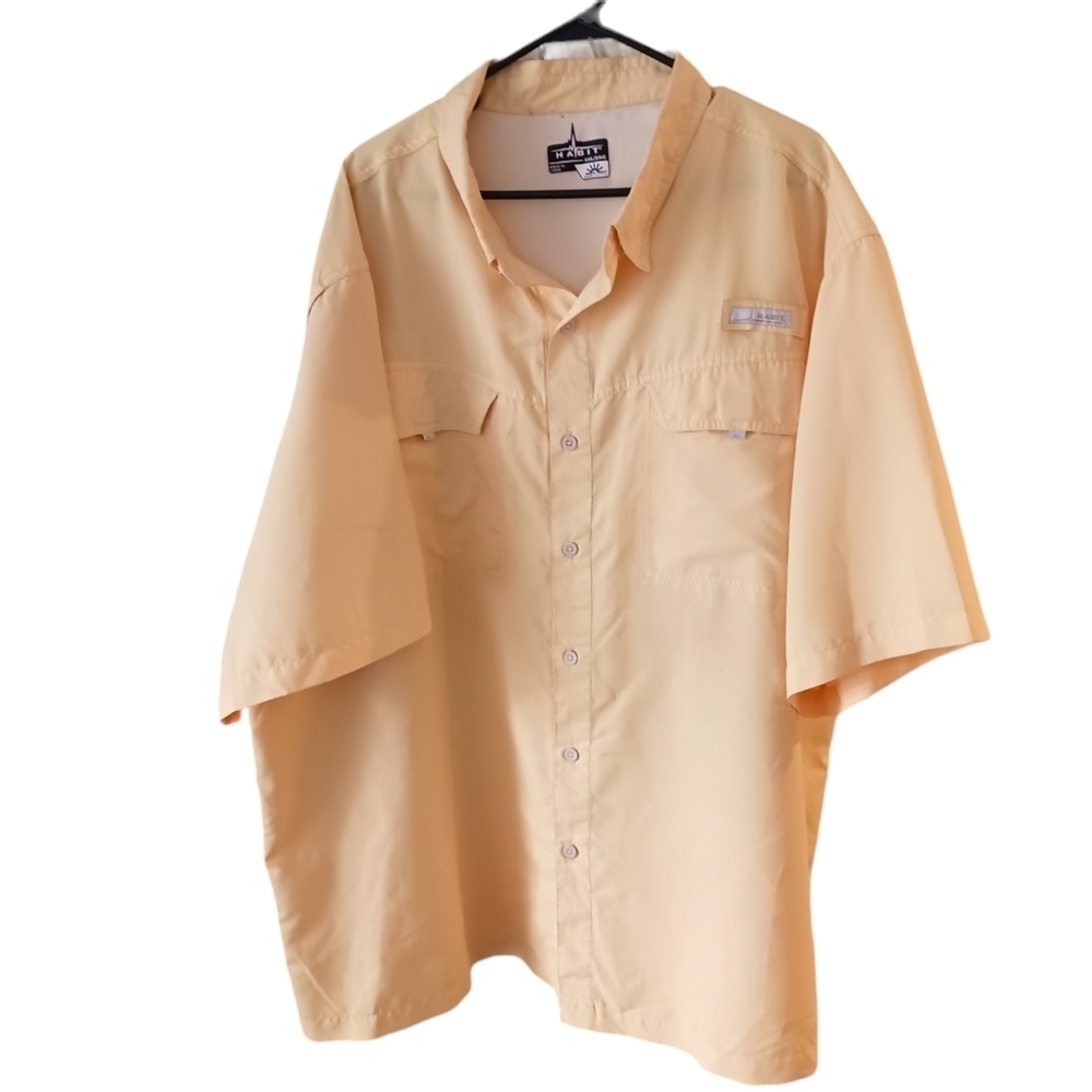 Plus Size 3XL Habit Mens Fishing Outdoors Short Sleeve Shirt Pale Banana Boating
